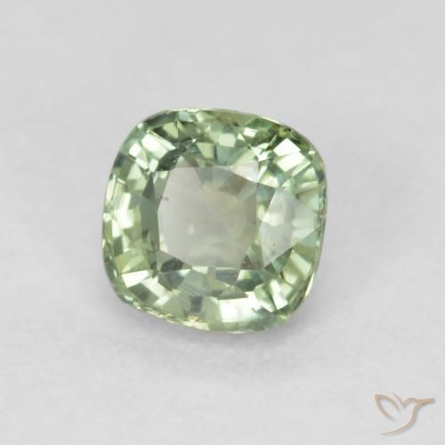Saphir Vert sauge très clair naturelle Coussin, 0.55 ct, VVS