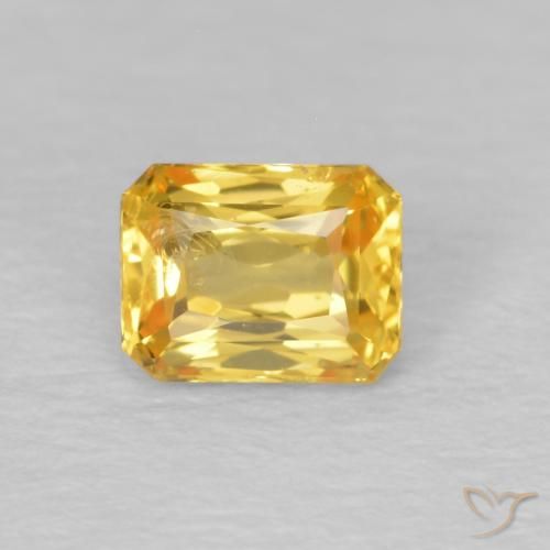 0.58ct Naturel Doré Saphir, Taille émeraude, VS