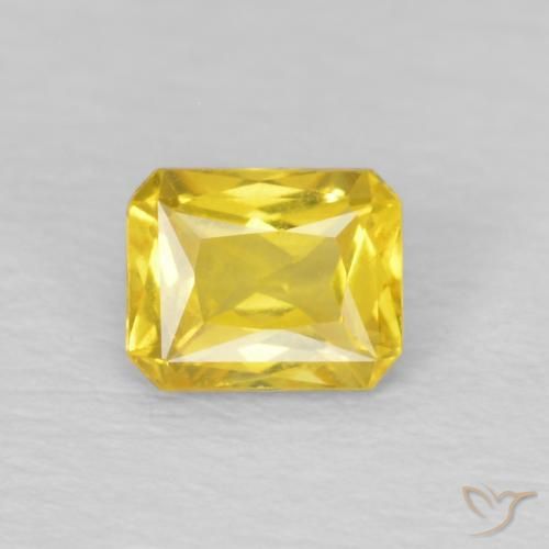 Saphir jaune miel naturelle taille émeraude, 0,50 ct, VS