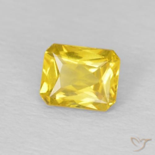 Saphir jaune miel naturelle taille émeraude, 0,50 ct, VS