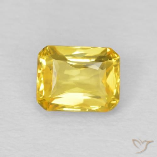 0.60ct Naturel Doré moyen Saphir, Taille émeraude, VVS
