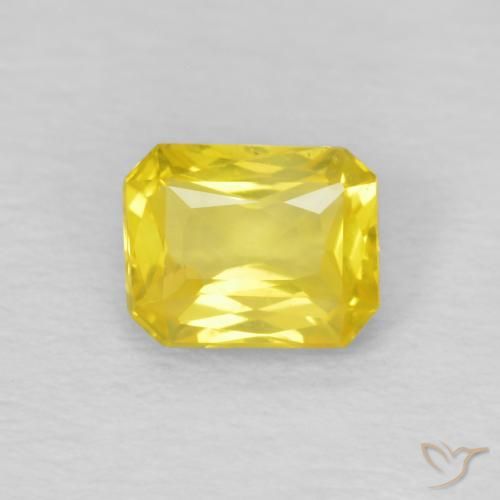 0.46ct Naturel Bourdon jaune Saphir, Taille émeraude, VVS