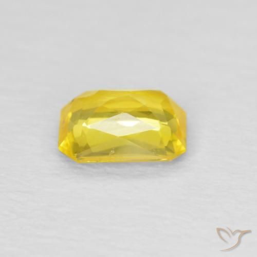 Saphir Bourdon jaune naturelle Octogone / coupe Émeraude, 0.46 ct, VVS