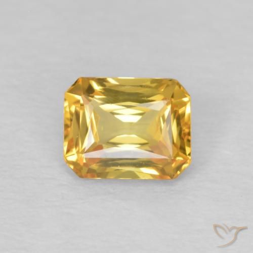 0.53ct Naturel Doré Saphir, Taille émeraude, VVS