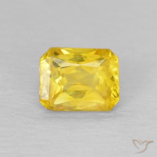 0.56ct Naturel Jaune moyen Saphir, Taille émeraude, VS