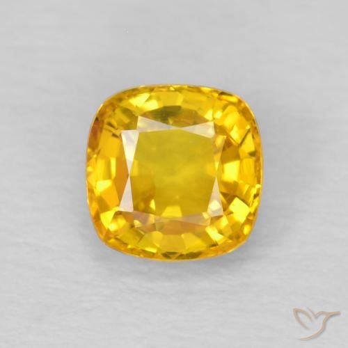 0.57ct Naturel Doré vif Saphir, Coussin, VVS