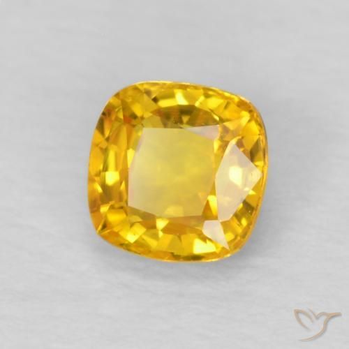 Saphir Doré vif naturelle Coussin, 0.57 ct, VVS