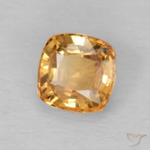 Saphir Miel Orange naturelle Coussin, 0.62 ct, VVS