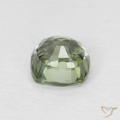 Saphir Vert forêt léger naturelle Coussin, 0.67 ct, VVS-VS