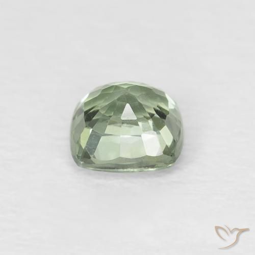 Saphir Vert très clair naturelle Coussin, 0.48 ct, VVS