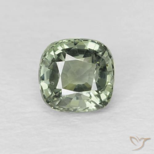 0.64ct Naturel Medium Light-Green Saphir, Coussin, VVS-VS