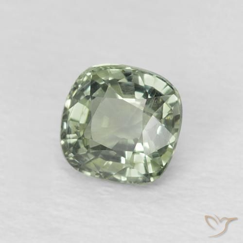 Saphir Medium Light-Green naturelle Coussin, 0.64 ct, VVS-VS