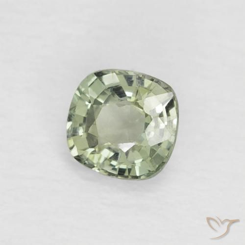 Saphir Vert jaunâtre naturelle Coussin, 0.44 ct, VVS-VS