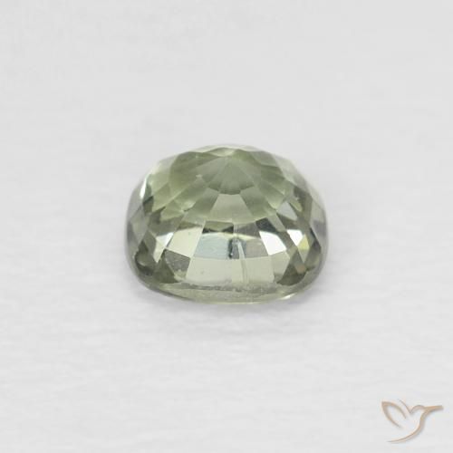 Saphir Vert jaunâtre naturelle Coussin, 0.44 ct, VVS-VS