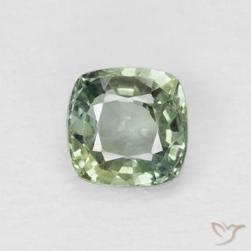 0.65ct Naturel Vert mousse léger Saphir, Coussin, VVS-VS