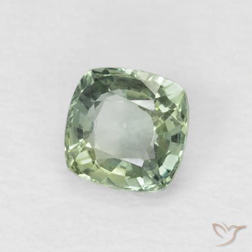 Saphir Vert mousse léger naturelle Coussin, 0.65 ct, VVS-VS