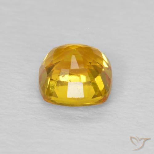 Saphir Orange doré naturelle Coussin, 0.66 ct, VS