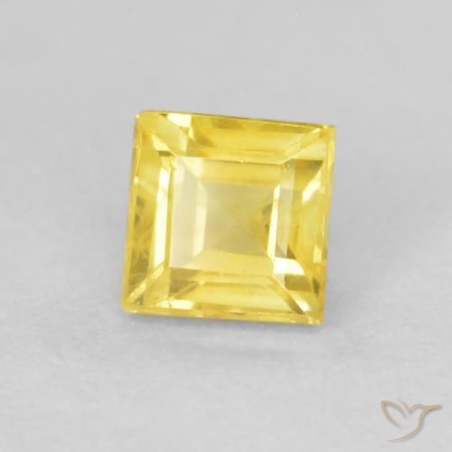 Saphir Jaune moyen naturelle Carré, 0.60 ct, VVS-VS