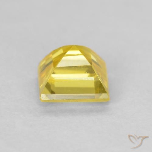 Saphir Jaune miel naturelle Carré, 0.57 ct, VVS-VS