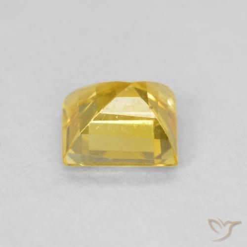 Saphir Jaune miel naturelle Carré, 0.49 ct, VVS-VS