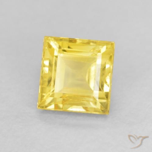 Saphir Jaune miel naturelle Carré, 0.63 ct, VS