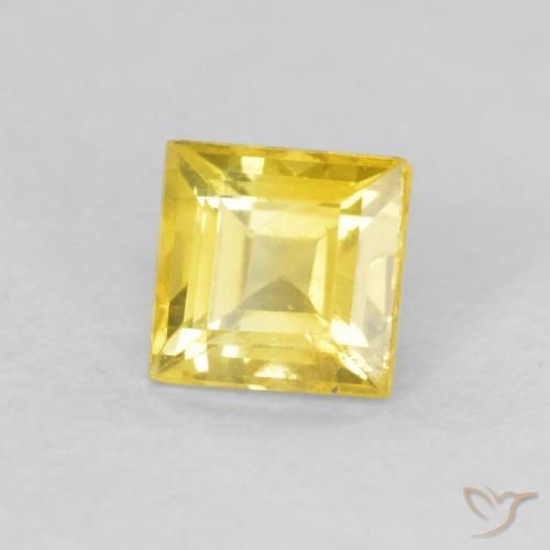 Saphir Jaune moyen naturelle Carré, 0.52 ct, VS