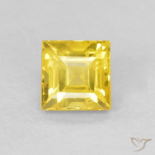 0.51ct Naturel Jaune moyen Saphir, Carré, VS