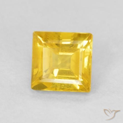 Saphir Jaune miel naturelle Carré, 0.59 ct, VS