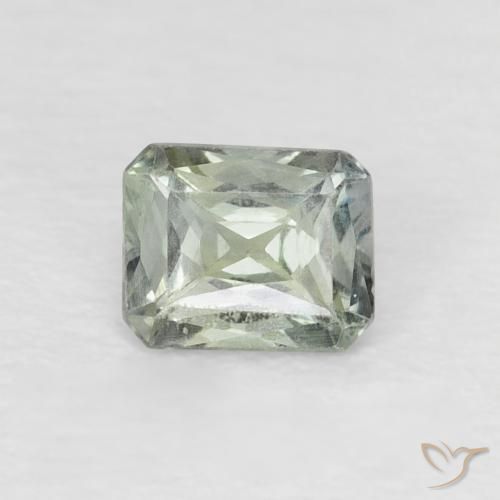 0.55ct Naturel Gris vert Saphir, Taille émeraude, VS