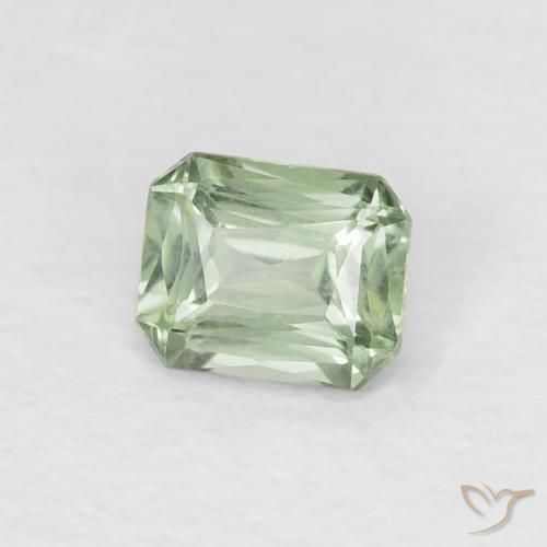 Saphir Vert mousseux naturelle Octogone / coupe Émeraude, 0.49 ct, VVS