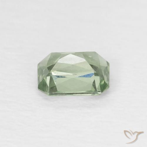 Saphir Vert mousseux naturelle Octogone / coupe Émeraude, 0.49 ct, VVS