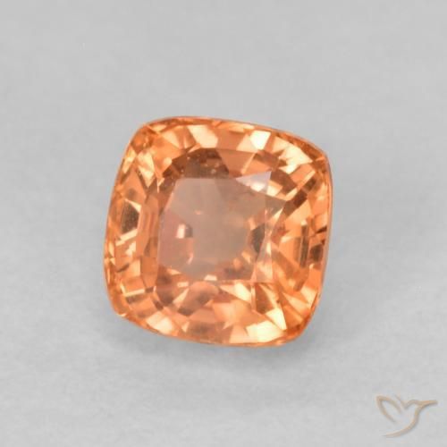 Saphir Orange gingembre naturelle Coussin, 0.63 ct, VVS-VS