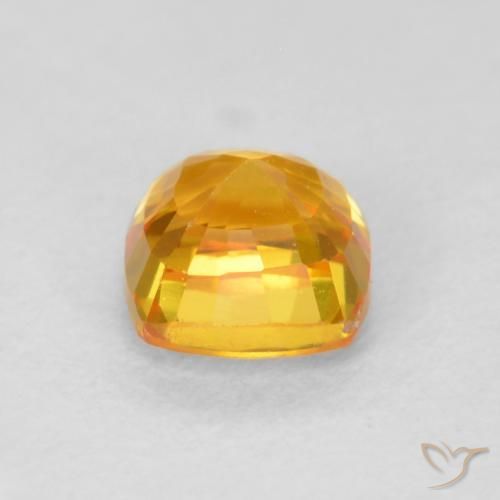 Saphir Orange Doré naturelle Coussin, 0.78 ct, VVS