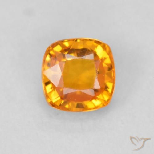 0.63ct Naturel Orange vif Saphir, Coussin, VVS