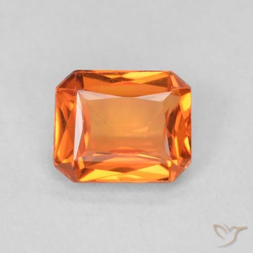 0.54ct Naturel Orange feu Saphir, Taille émeraude, VS