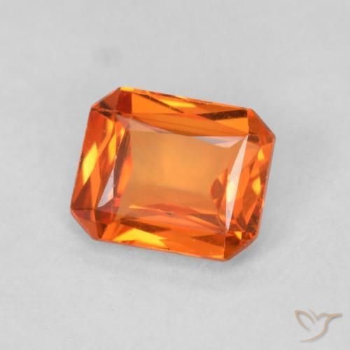 Saphir Orange feu naturelle Octogone / coupe Émeraude, 0.54 ct, VS