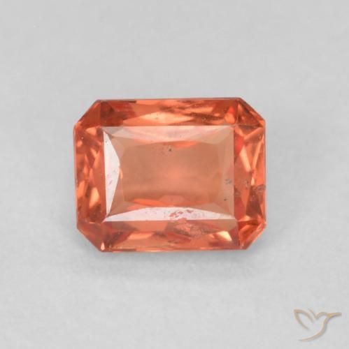 0.59ct Naturel Rouge-orange Saphir, Taille émeraude, VS-SI