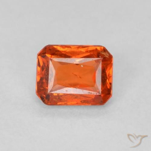 0.47ct Naturel Ambre orange Saphir, Taille émeraude, SI
