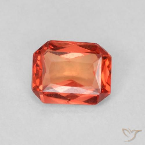 0.49ct Naturel Orange rougeâtre Saphir, Taille émeraude, VS