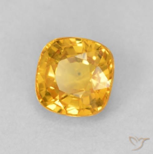Saphir Orange Doré naturelle Coussin, 0.56 ct, VVS-VS