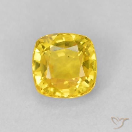 Saphir jaune de 0,54 carats à vendre, Coussin Saphir en vrac de Tanzanie, Gemme naturelle, 4,2 x 4,2 mm, Photo A