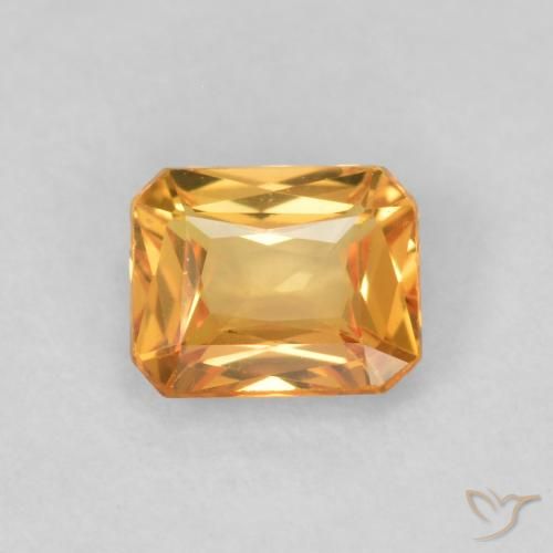 0.48ct Naturel Or orange foncé Saphir, Taille émeraude, VVS-VS