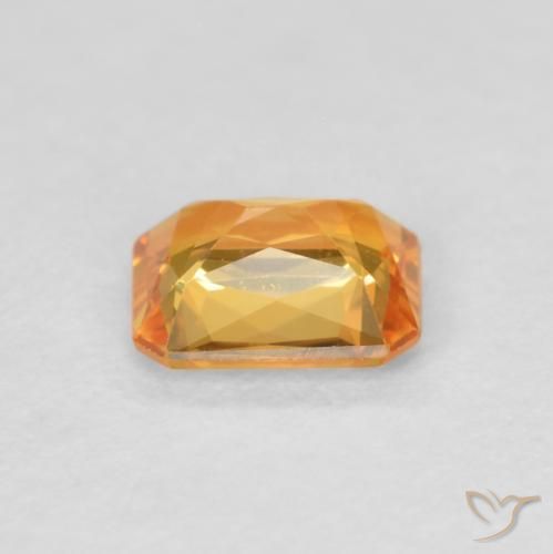Saphir Or orange foncé naturelle Octogone / coupe Émeraude, 0.48 ct, VVS-VS