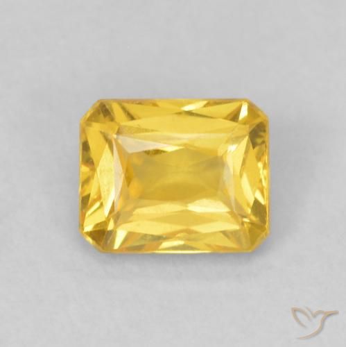 0.58ct Naturel Doré Saphir, Taille émeraude, VVS-VS
