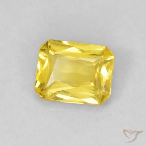 Saphir Jaune miel léger naturelle Octogone / coupe Émeraude, 0.46 ct, VVS-VS