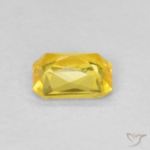 Saphir Jaune miel léger naturelle Octogone / coupe Émeraude, 0.46 ct, VVS-VS