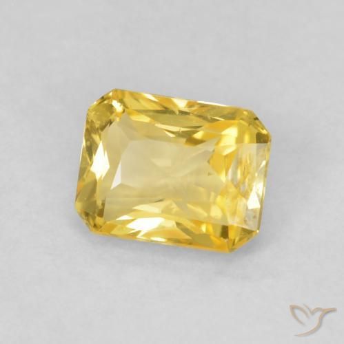 Saphir Jaune foncé naturelle Octogone / coupe Émeraude, 0.51 ct, VVS-VS