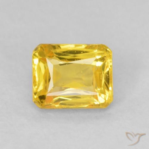 0.71ct Naturel Jaune foncé Saphir, Taille émeraude, VVS-VS