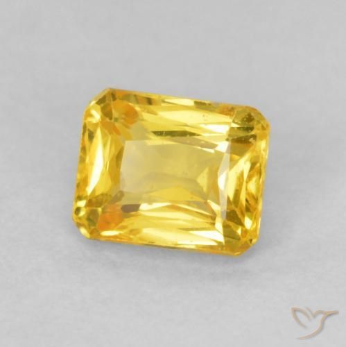 Saphir Jaune foncé naturelle Octogone / coupe Émeraude, 0.71 ct, VVS-VS