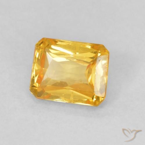 Saphir Orange doré profond naturelle Octogone / coupe Émeraude, 0.59 ct, VVS-VS